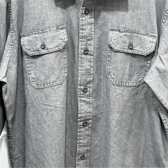 Wrangler Gray Button Up Long Sleeve Shirt Flex for Comfort Size Medium - Picture 6 of 9